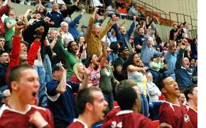 students cheering at a sport event