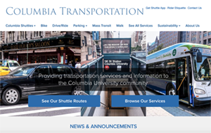 Screenshot of Columbia Transportation website.