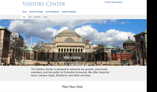 screenshot of Columbia University's Visitor's Center site